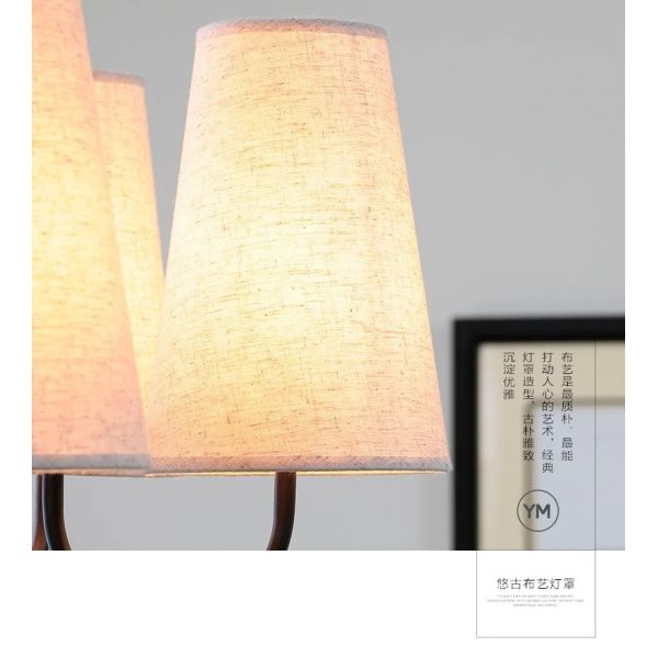 American Rural Chandelier Simple Living Room chandeliers Retro Cloth Cover Lamp (WH-VP-348)