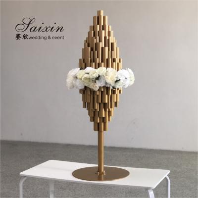 Luxo Novo Gold Metal Pole Stand Para Centrais de Casamento