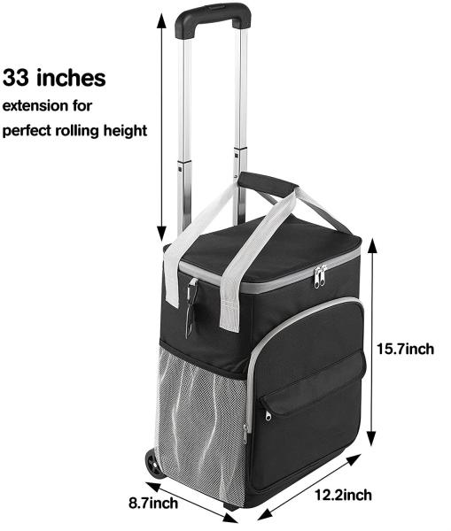 Picnic Insulated Trolley Cooler Bag With Wheels Cart Keep Cool Warm 2x8x15