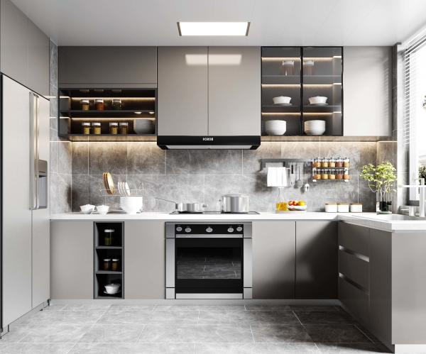 Modern  Pvc Door kitchen Cucina Complete plywood Pantry Cupboard Cabinet
