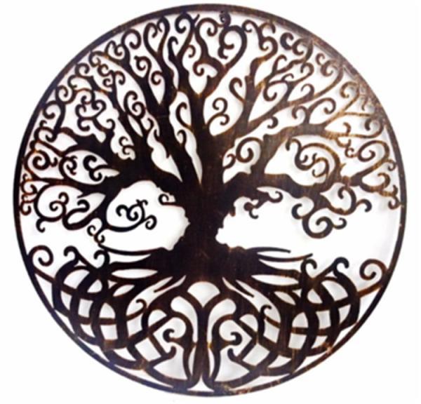 Decorações de arte de parede de metal para árvore para sala de estar cozinha quarto