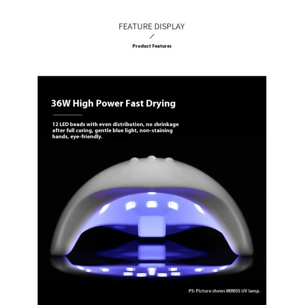 UV LED Nail Lamp with Uniform Lighting Design for Fast Curing Speed and 36W Power to Reduce Nail Art Time
