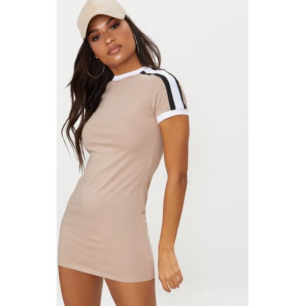 Платье футболки плеча нашивки женщин пристойное каменное тройное с тонким телом