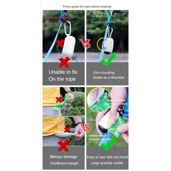 OEM ODM White Dog Poop Bag Dispenser Adjustable Dog Poop Bag Holder