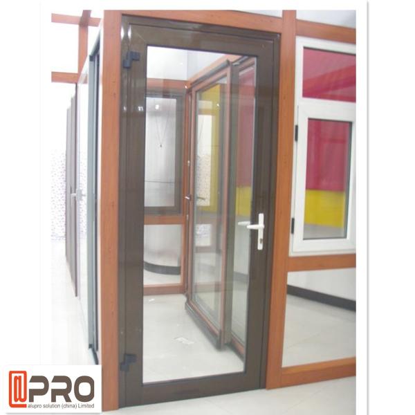 Interior Decorative Aluminum Alloy Hinged Single Doors Inside With Glass Inserts For Small Spaces stainless steel glass