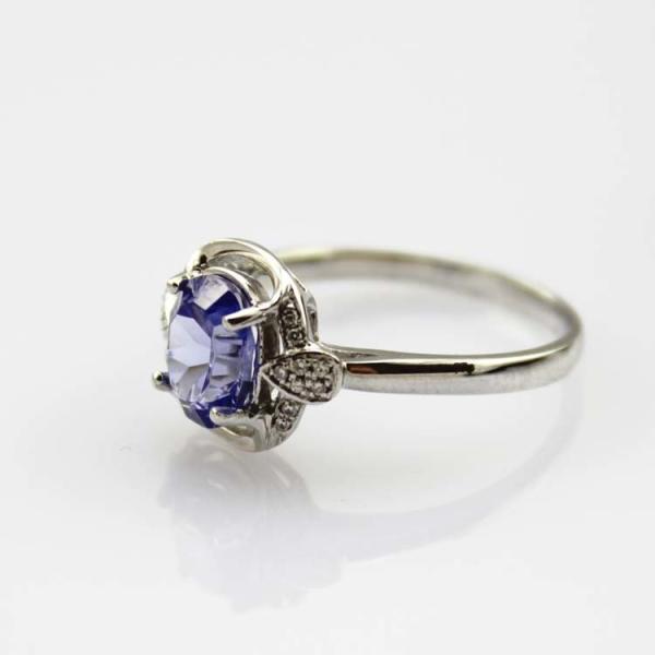 Fashion Jewelry 925  Silver  7x9mm Oval Blue Topaz Ring with Cubic Zircon(R106)