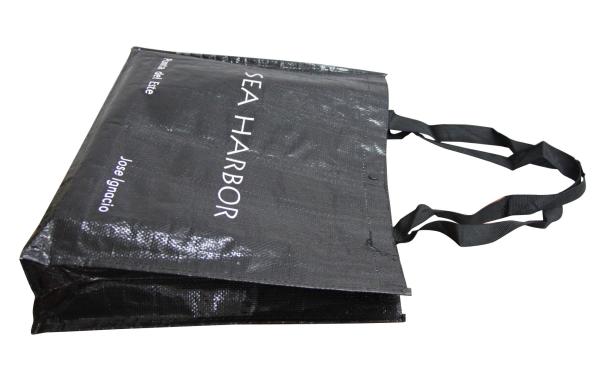 Durable PP Woven Shopping Bags Reusable water proof recycle  Black color