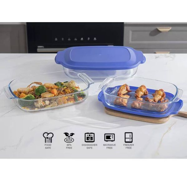IKOO Borosilicate Glass Bakeware with PP Lid 1000ml to 3600ml