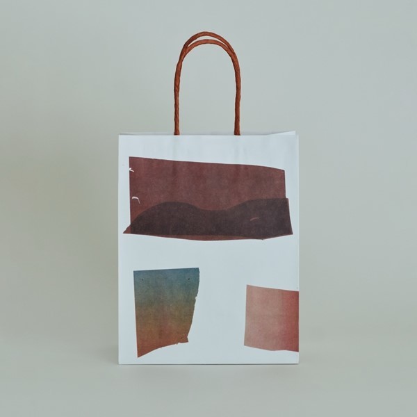 Abstract Art Printed Kraft Paper Shopping Bags with Twisted Handles