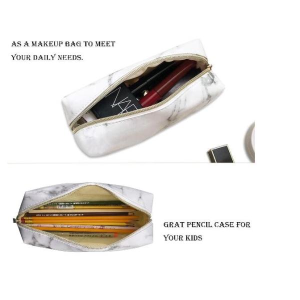 Gold Zipper Pencil Storage Case / PU Leather Pencil Pouch For Women