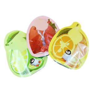 LDPE Plastic Customized Smell Proof Holographic Die-cut Special-shaped Snack Pouch Food Snacks Packaging Zipper Seal Bag
