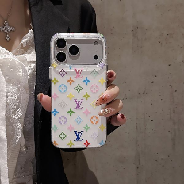 High Transparency Old Flower White Tri-Color Phone Case for iPhone 17 Pro Max