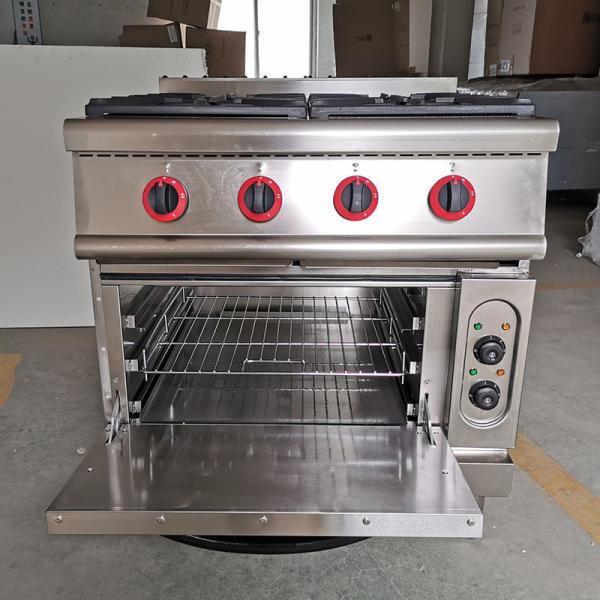 Cocina de acero inoxidable de pie libre 4 quemadores estufa de gas con horno