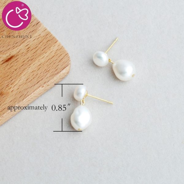 Hot Selling Plating Cute Bold Pearl Drop Earrings Vintage Baroque Pearl Beads Stud Earring