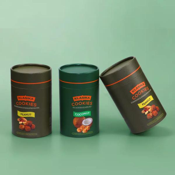 Eco friendly Round Cardboard Powder Container Cookie Coffee Bean Food Paper Tube with Metal Lid