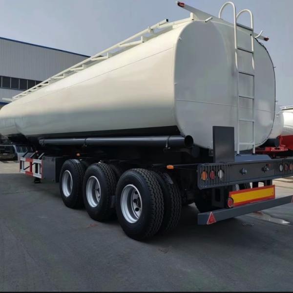 Lightweight 3 Axle Diesel Fuel Tank Trailer , Steel 30 Ton Fuel Tanker Semi Trailer For Sale
