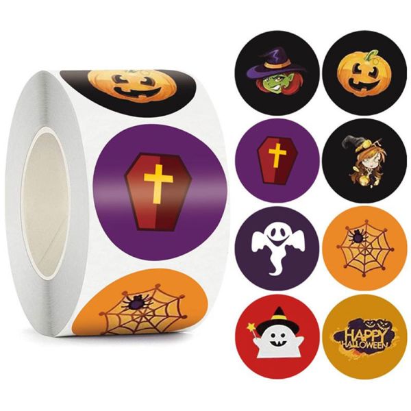 1Inch Removable Cute Holiday Round PVC Label Sticker Decals Roll