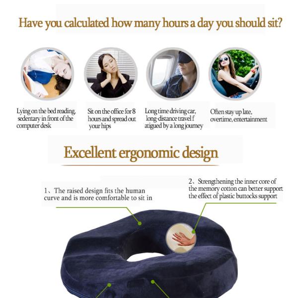 Comfortable and Durable 100% Polyester Donut Hemorrhoid Seat Cushion for Elderly
