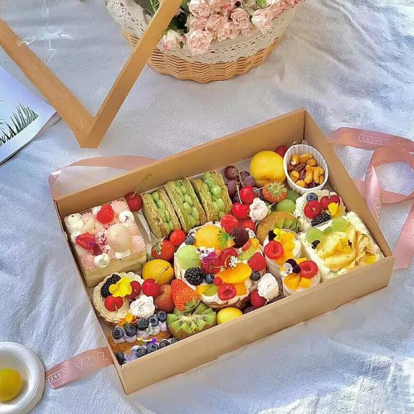 Kraft Picnic Box with Window 3-Compartment Eco-Friendly Packaging