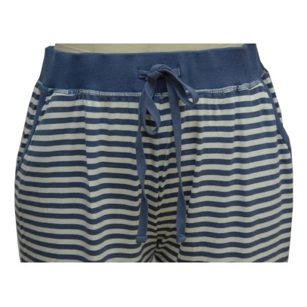 Womens High Waisted Cigarette Trousers , Blue And White Striped Pants Outfit