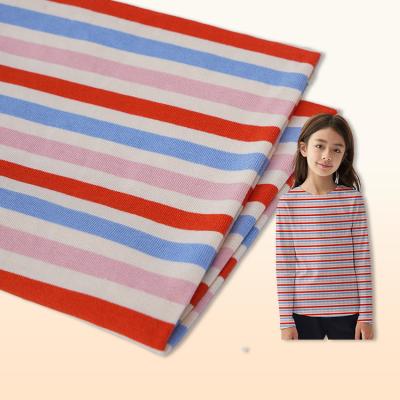Low Shrinkage Jersey Cotton T Shirt Fabric Yarn Dye Long Sleeved Shirt Fabric