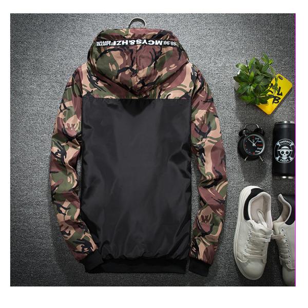 Loose Fit Men's Slim Coat with Camouflage Pattern and Raccoon Decoration