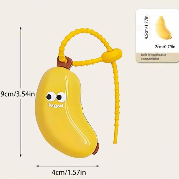 Banana-Shaped Toothbrush Cover And Silicone Toothpaste Travel Container Set – Cute Portable Travel Toothbrush Holder + Leak-Proof Toothpaste Tube Case – Reusable Silicone Dental Kit For Kids & Adults