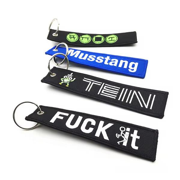Personalized Woven Keychain with Customization Availability Polyester Material