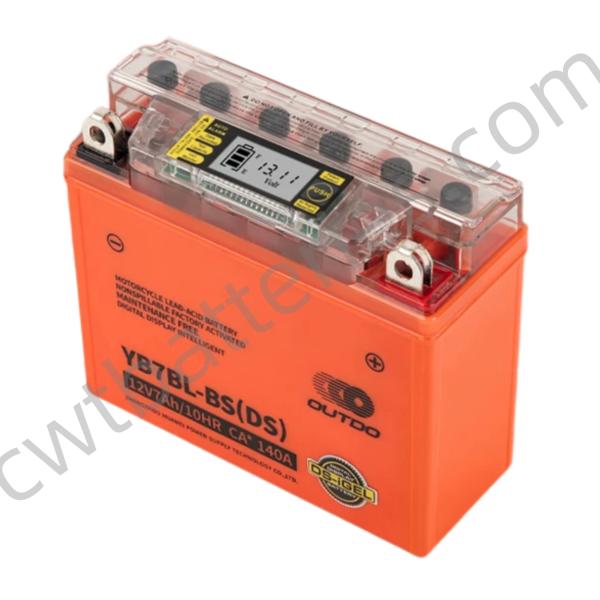 Swappable OUTDO YB7BL-BS DS Motorcycle Lead Acid Battery 12V 7Ah