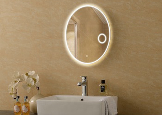 Hotel Oval LED Bathroom Mirror , Modern Oval Bathroom Wall Mirror With LED Lights