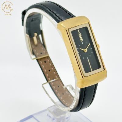 Womens Chic Quartz Watch 30mm Golden Dial Stainless Steel Case Quartz Watch