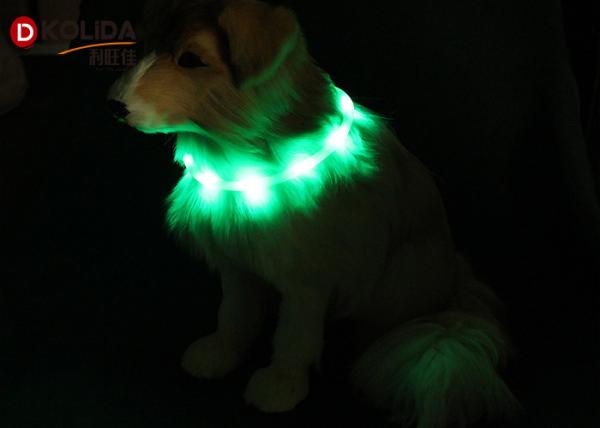 Durable Food Grade Silicon Adjustable Color Changing Dog Collar With USB