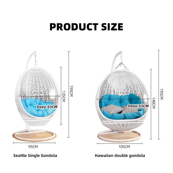 Carbon Steel Frame 2 Seat Hammock Swing Egg Shaped Rocking Chair