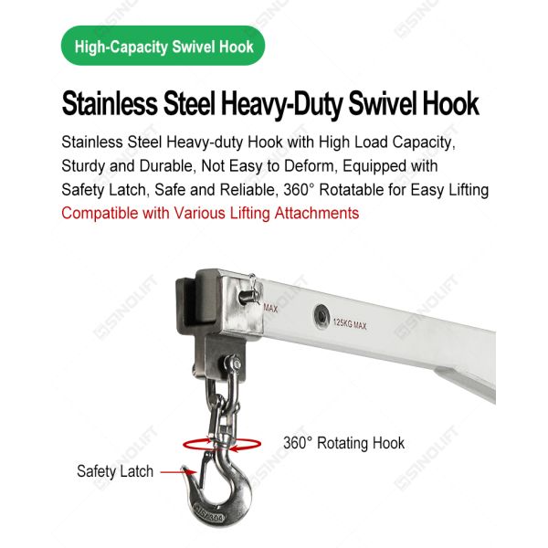 BS01 Balanced Counterweight Manual Hand Winch Crane 150kg, Mobile Floor Crane with Counterweight & Swivel Hook, for Warehouse Workshop Construction