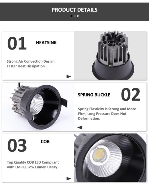 Dimmable Anti-Glare LED Spotlight with CCT Changable COB Downlight for Modern Interiors