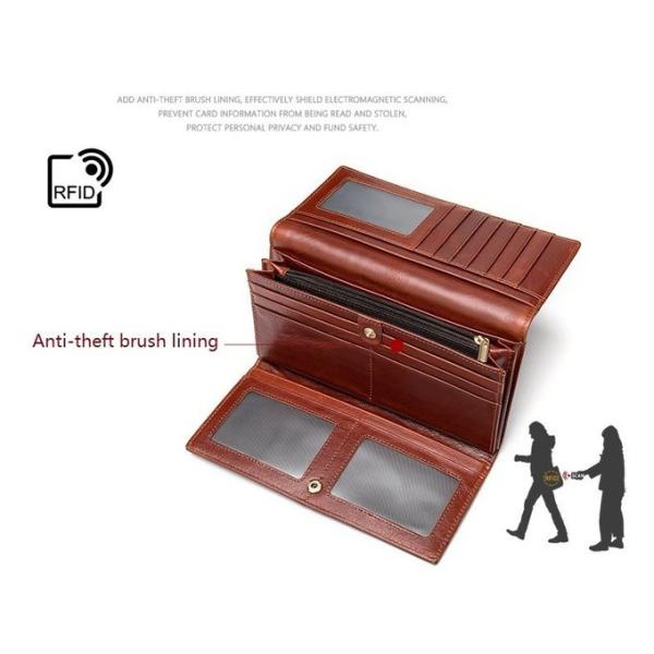 Cartera de cuero auténtica personalizada del clip triple del dinero de las mujeres RFID