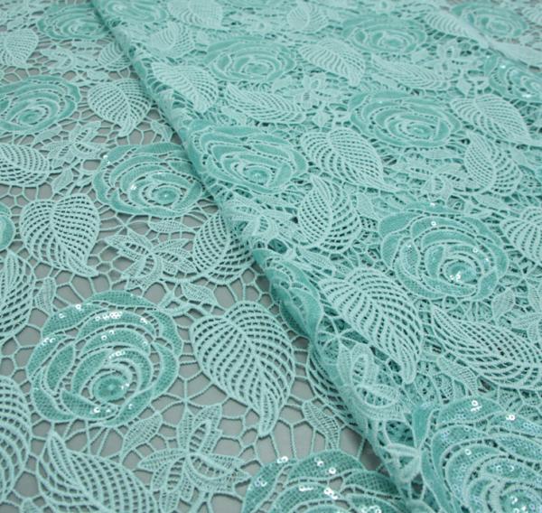 Chemical lace with Red/Pink /Orange Color  + Embroidery Sequin Lace Fabric