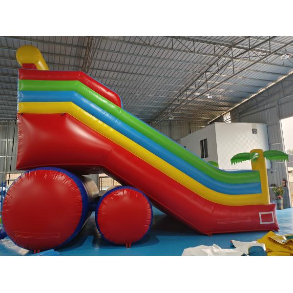 New Design Tarpaulin Fireproof Commercial Inflatable High Slide Palm Theme Giant Inflatable Slide Castle For Kids And Ad