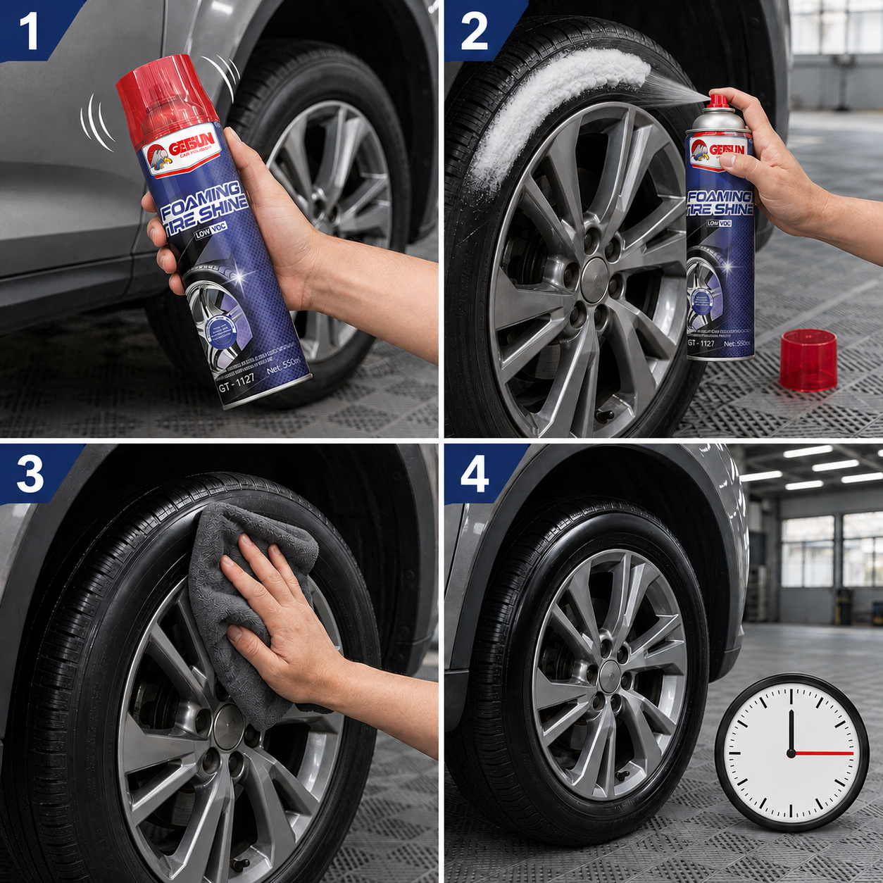 GETSUN GT-1127 550ml Aerosol Foaming Tire Shine Spray