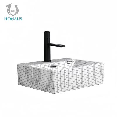 Modern Bathroom Wall Hung Basin Mosaic Grain High Quality Ceramic ISO Certified