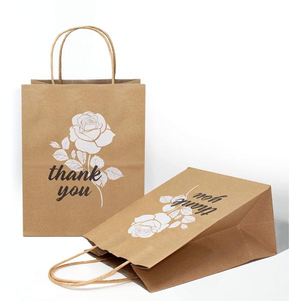 Greaseproof Kraft Paper Carrying Shopping Bags 80g 100g With Handles Flat