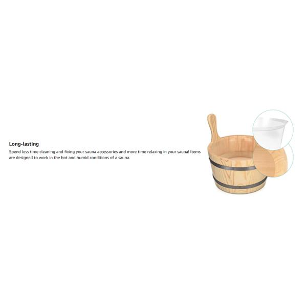 Traditional Sauna Wooden Bucket With Pocket Spa Essential Accessory For Steam Bath Pine Wood Bucket Liner Pocket Plastic Sand Timer