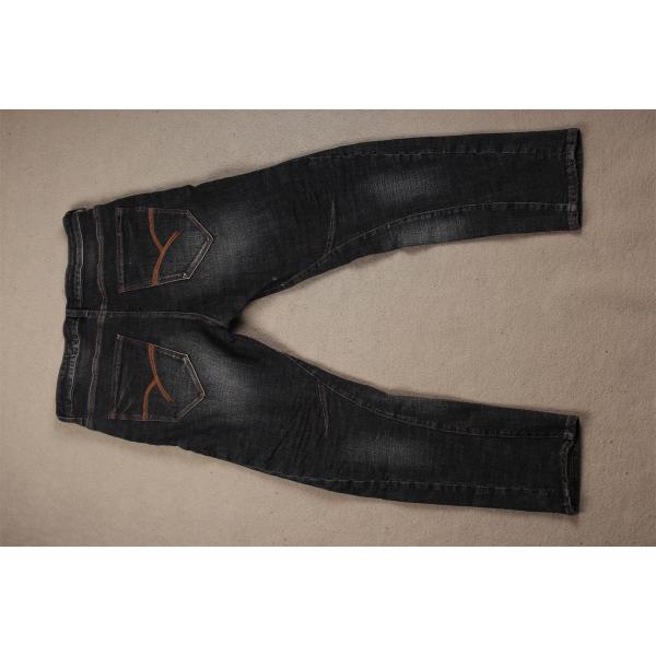 Supreme Quality Dark Black Crosshatch Slub Stretch Denim Fabric For Men Jeans
