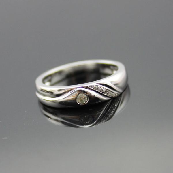 White Gold Plated Sterling Silver CZ Diamond Engagement Ring(F72)