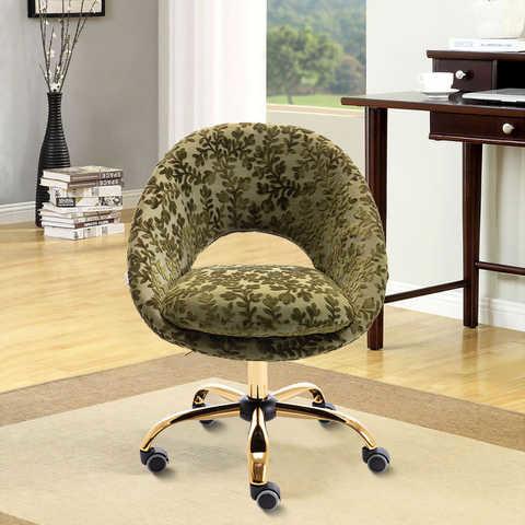 Green Swivel D18.90”Living Room Office Chair With Golden Feet  Base
