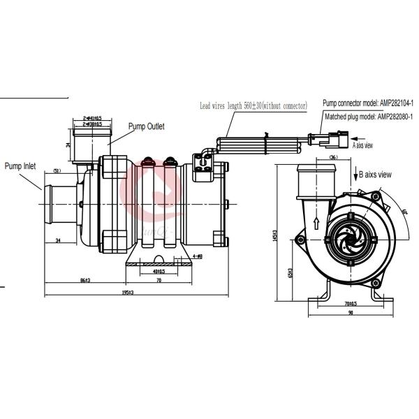 24 Вт 300 Вт 9,5 м Бесбросовый постоянный насос для воды EV/HEV/FCEV Система охлаждения JP-BL43-300K
