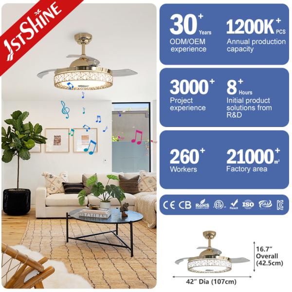 Material do corpo da lâmpada Metal 1stshine LED Ventilador de teto com iluminação RGB e controle remoto