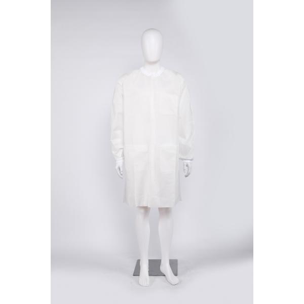 Manufacture supply Disposable SMS White Lab Coat Unisex for Hospital Laboratory Chemistry Size Color Accept Custom Design