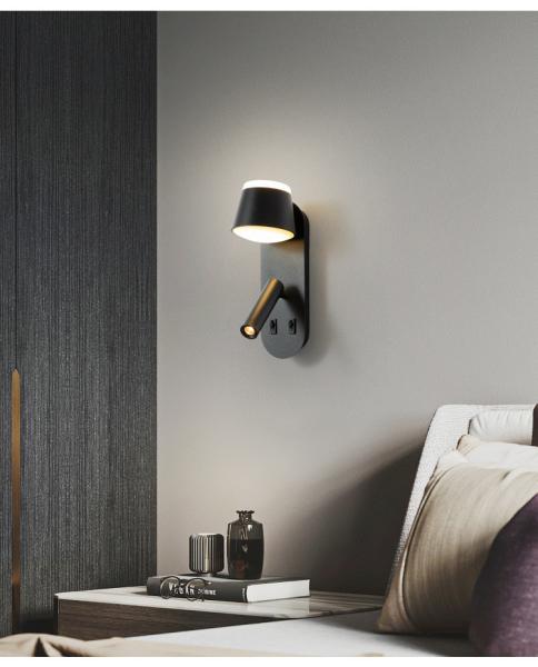 Bedside wall lamp acrylic atmosphere light bedroom flexible wall lamp home villa headboard reading light hotel