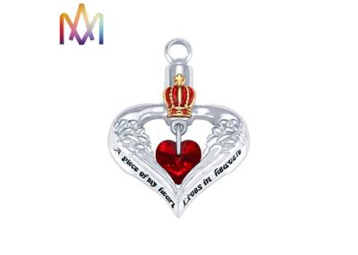 A urna da cremação do coração gravou encantos da colar com diamante vermelho